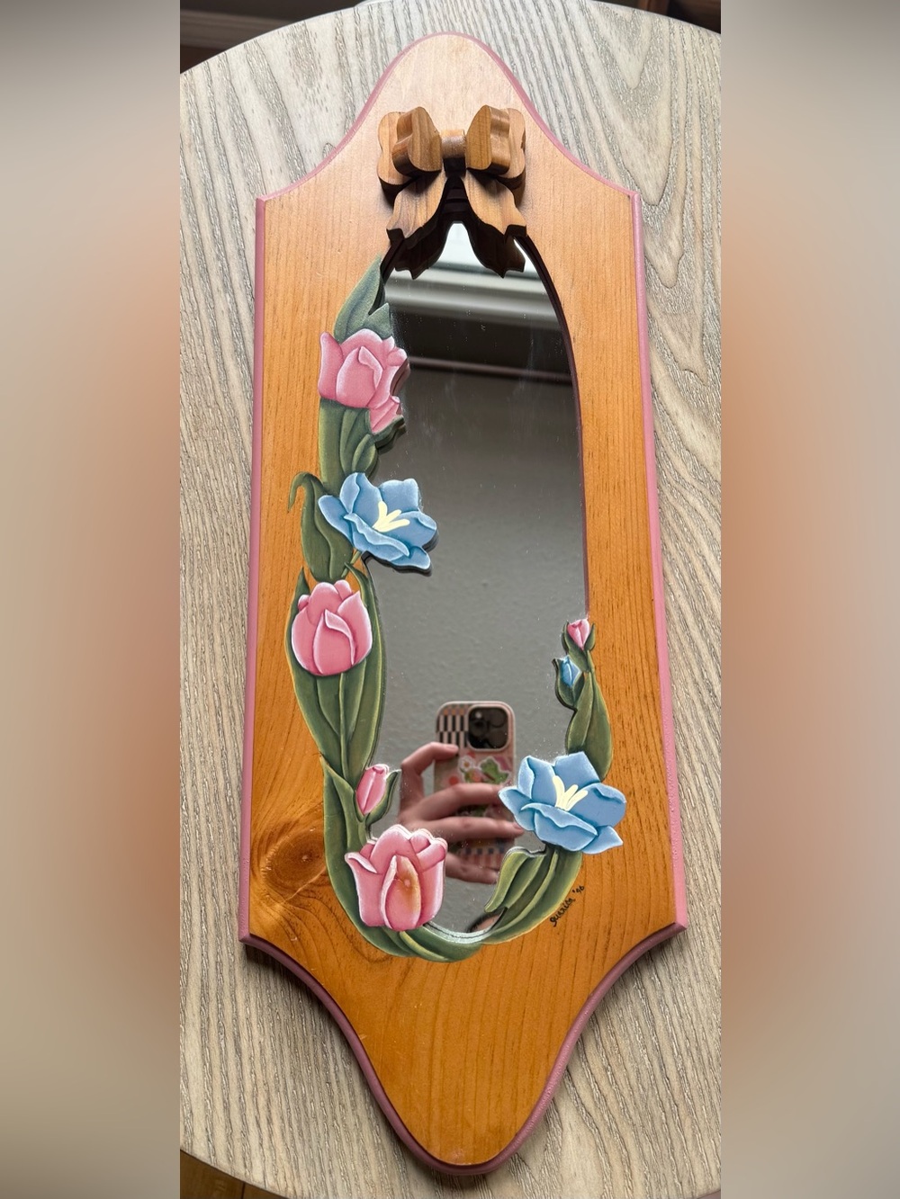 🎀Vintage Cottage Core Wooden Mirror - 90’s Handmade Grandma Core🎀
